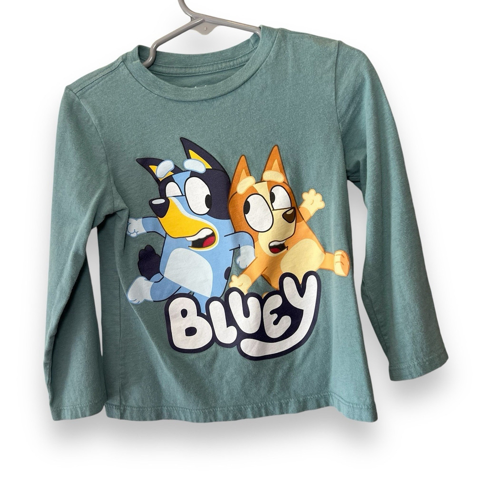 Bluey Long Sleeve Shirt Blue Kids Top Bingo Toddler Size 4T Playground